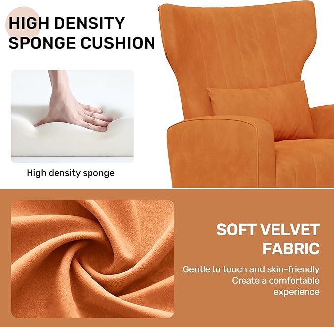 Nebuaegis Velvet Accent Chair Set of 2Wingback