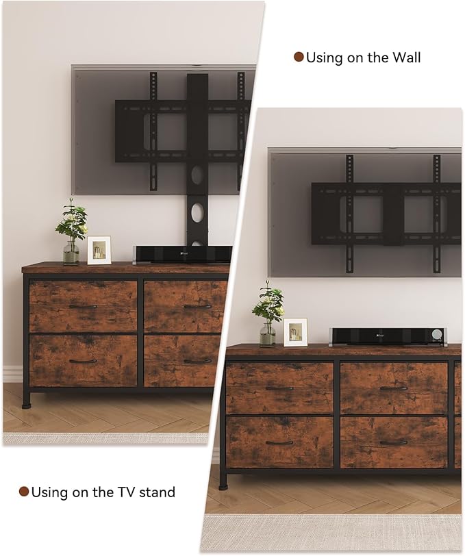 TV Stand with Mount, Fabric Dresser with 6 Drawers