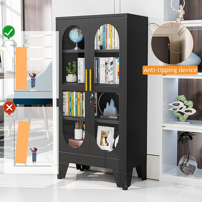 PAOFIN 47" H Locking Display Cabinet