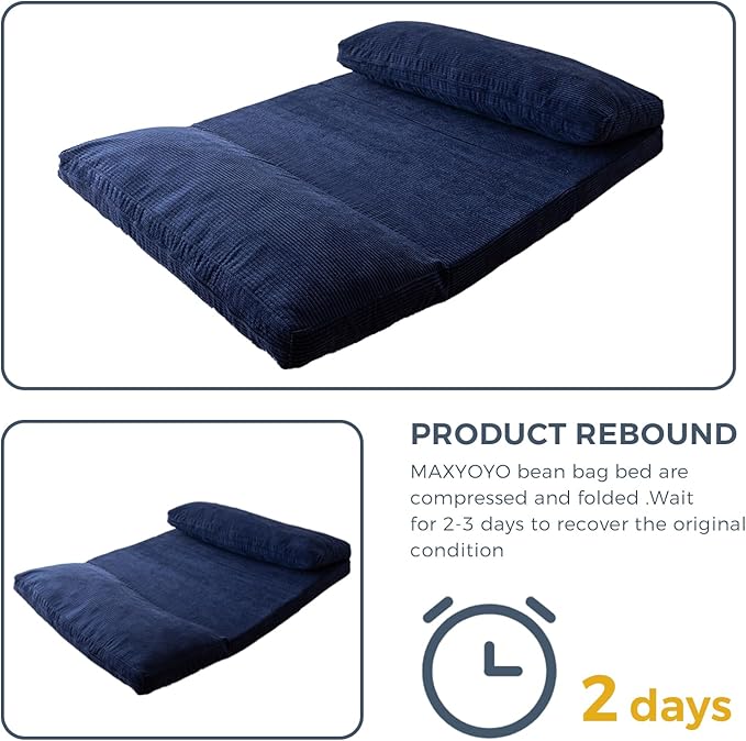 MAXYOYO Folding Sofa Bed, Extra Thick and Long Floor Sofa Convertible Sleeper