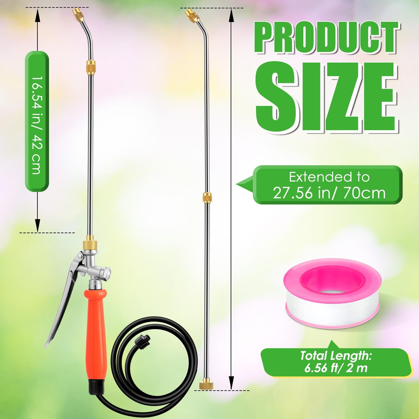 Enhon 29" All Metal Replacement Sprayer Wand, Built in Shut Valve Stainless Steel Spray Wand, Retractable Stainless Steel Pump Action Pressure Sprayer with Adjustable Nozzle & Hose