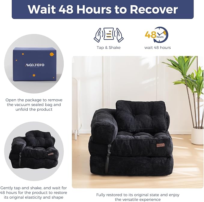 MAXYOYO Folding Sofa Bed, L-Shaped Convertible Sofa