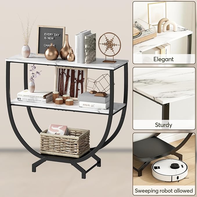 GILLAS 3 Tier Console Tables, Sofa Table Behind Couch Table, Industrial