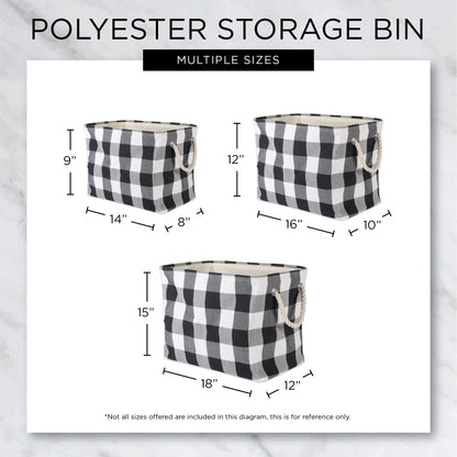 DII Buffalo Check Storage Collection Collapsible Bin with Handles, Medium Rectangle, 16x10x12, Navy & Off-White
