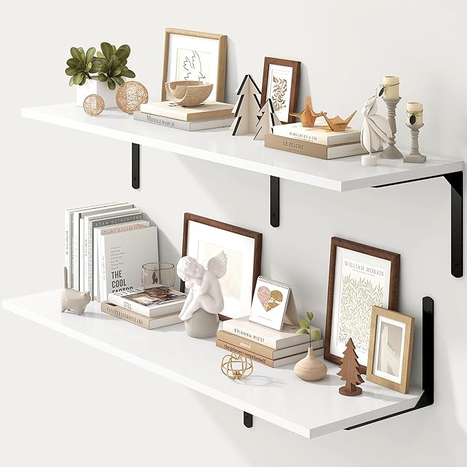 Fun Memories Floating Shelves for Wall, 12 Inch Deep Floating Shelves Set of 2