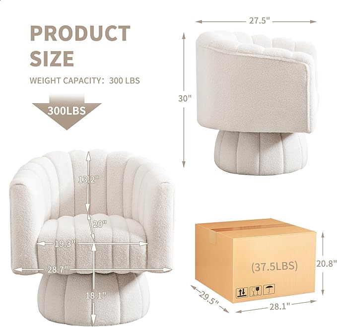 Swivel Accent Barrel Chair Set of 2- Cute Comfy Small Round 360° Arm Chair