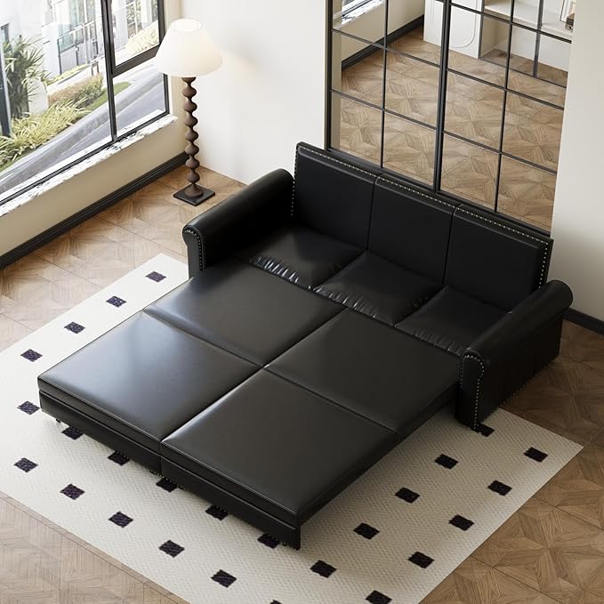 Faux Leather Sleeper Sofa Couch