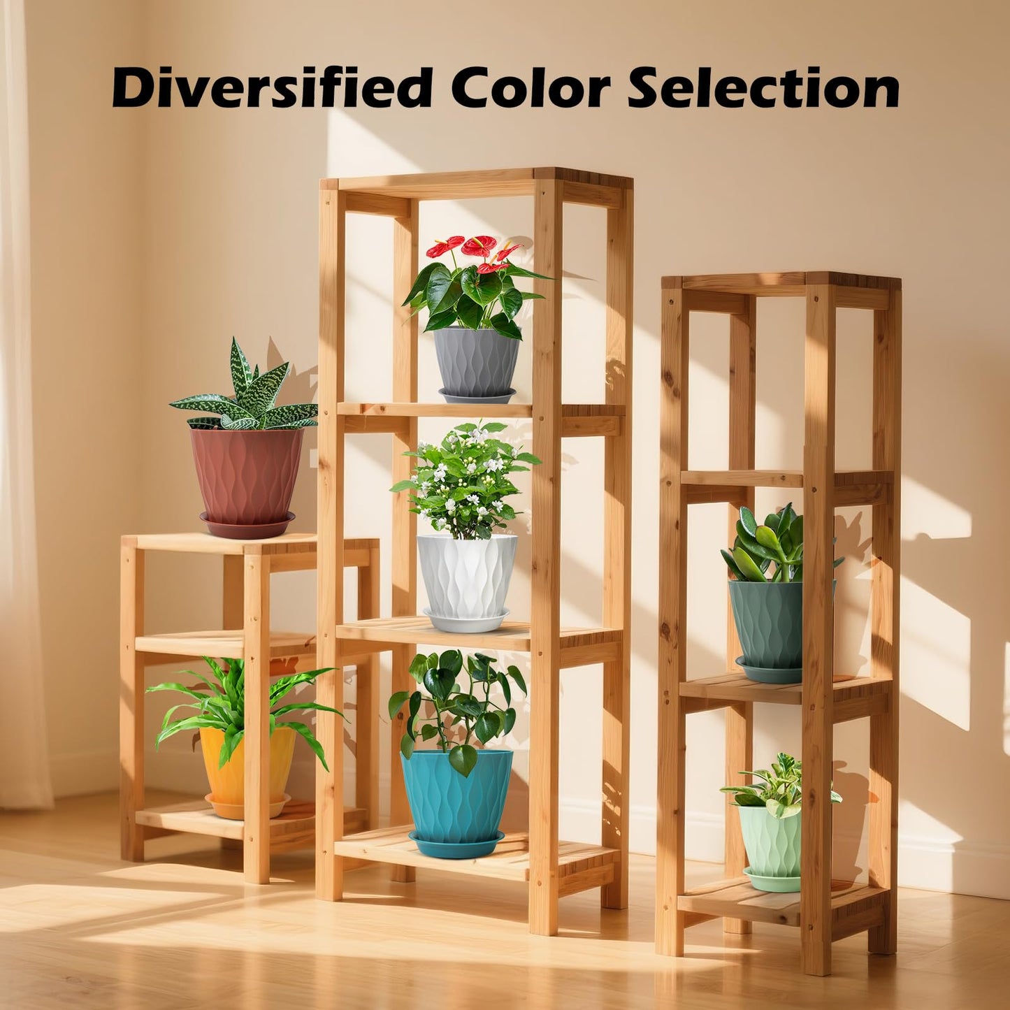 GARDIFE 7/6.5/6/5.5/5/4.5/4 inch Plant Pots, 7 Pack Flower Pots Indoor Outdoor, Planters with Drainage Holes and Tray Saucers (Color-Red)
