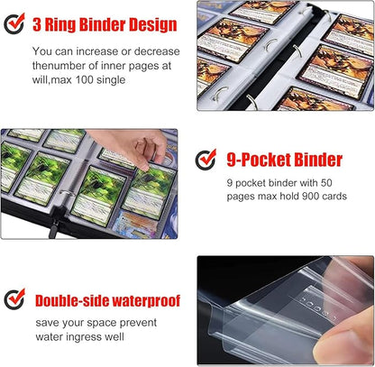 Trading Card Binder for One Piece Cards,9 Pocket with 60 Sleeves up to 1080 Cards One Piece TCG Card Binder,Waterproof Card Storage Book with Sleeves,One Piece for Card Display Case