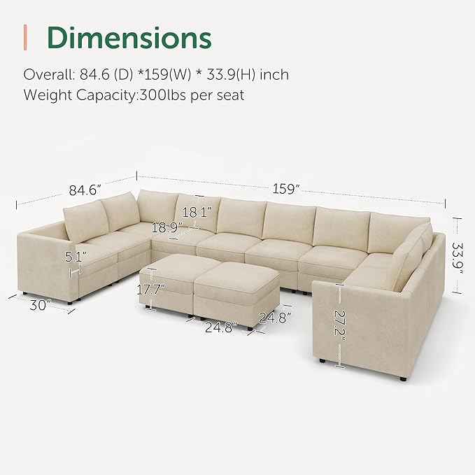 HONBAY Modular Sectional Sofa Sleeper Couch