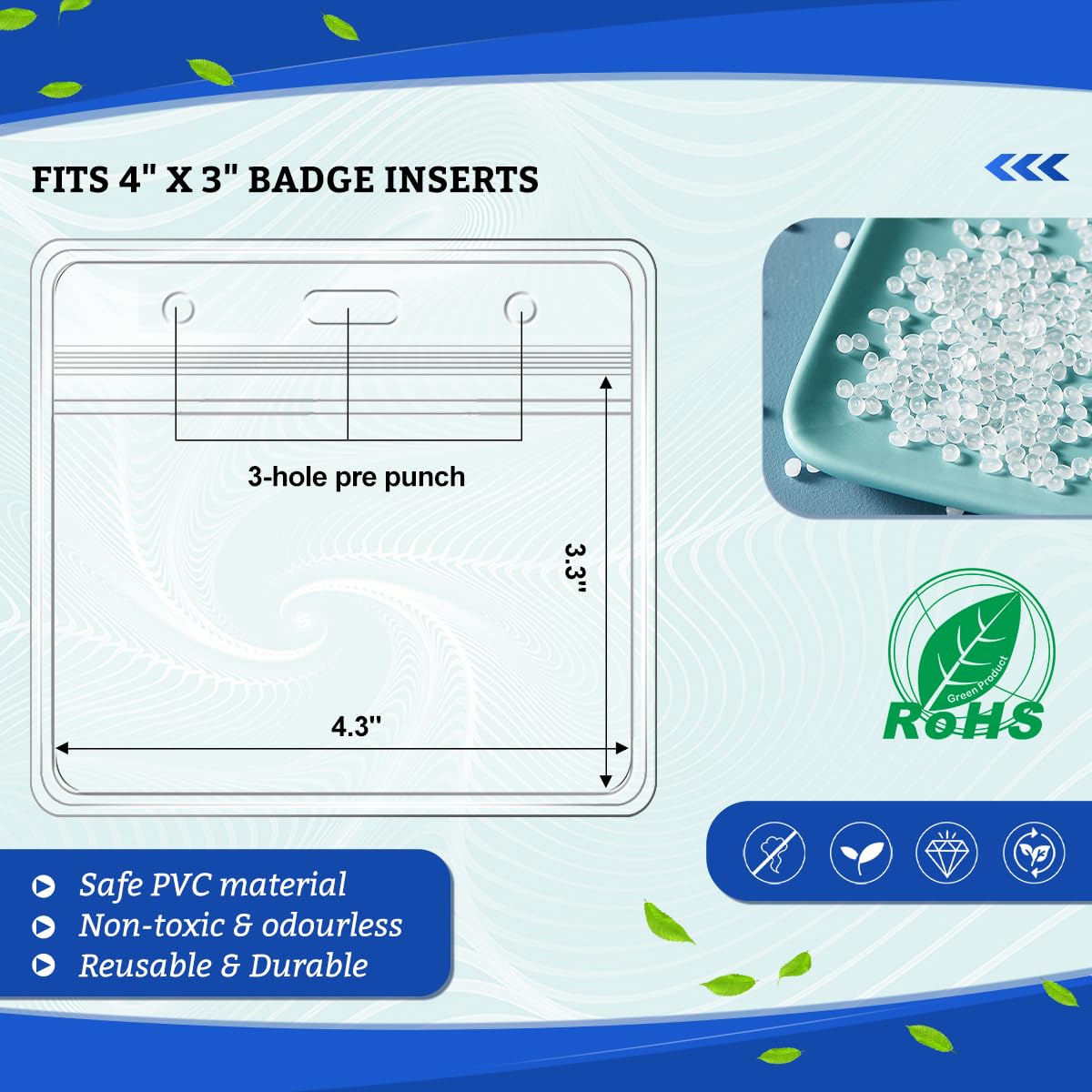 100 Pcs Clear Plastic Extra Thick Horizontal Card Holders, 4x3 Inch Sealable Waterproof Name Badge Bank ID Card Protector