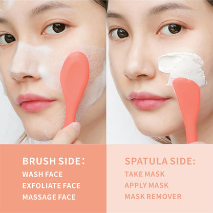 Silicone Face Scrubber, 2 in 1 Face Mask Brush, Pore Brush, Blackhead Remover, Facial Cleansing Brushes, Face Mask Applicator for Mud, Clay(Pink+Purple)
