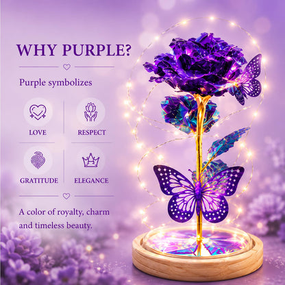 QUNPON Mothers Day Rose Gifts for Mom Flowers Rose Gifts for Women,Birthday Gifts for Women,Purple Butterfly Flowers for Mother Day Flower Gifts from Daughter Son,Gift for Mom,Sister,Her,Grandma,Wife