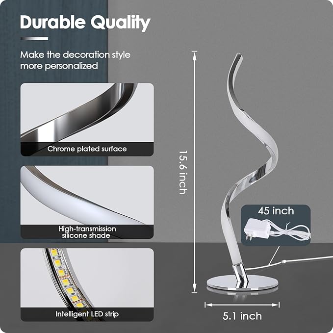 Yarra-Decor Modern Spiral Bedside Lamp