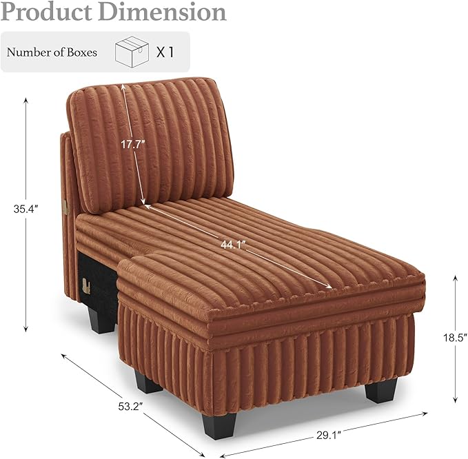 Belffin Modular Sectional Storage Chaise Module