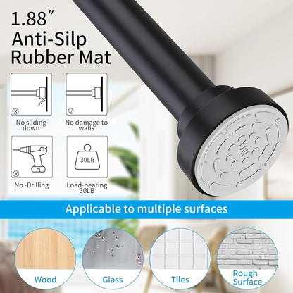 YNL Shower Curtain Rod 34-82 (2.8-6.8ft) Inches, Adjustable Spring Shower Rod No Drilling, Non-Slip, Never Rust, Stainless Steel, Suitable for Bathroom Window Living Room, Matte Black