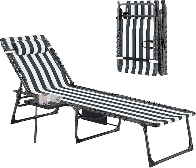 Outsunny Folding Chaise Lounge Chair Outdoor Tanning Chair