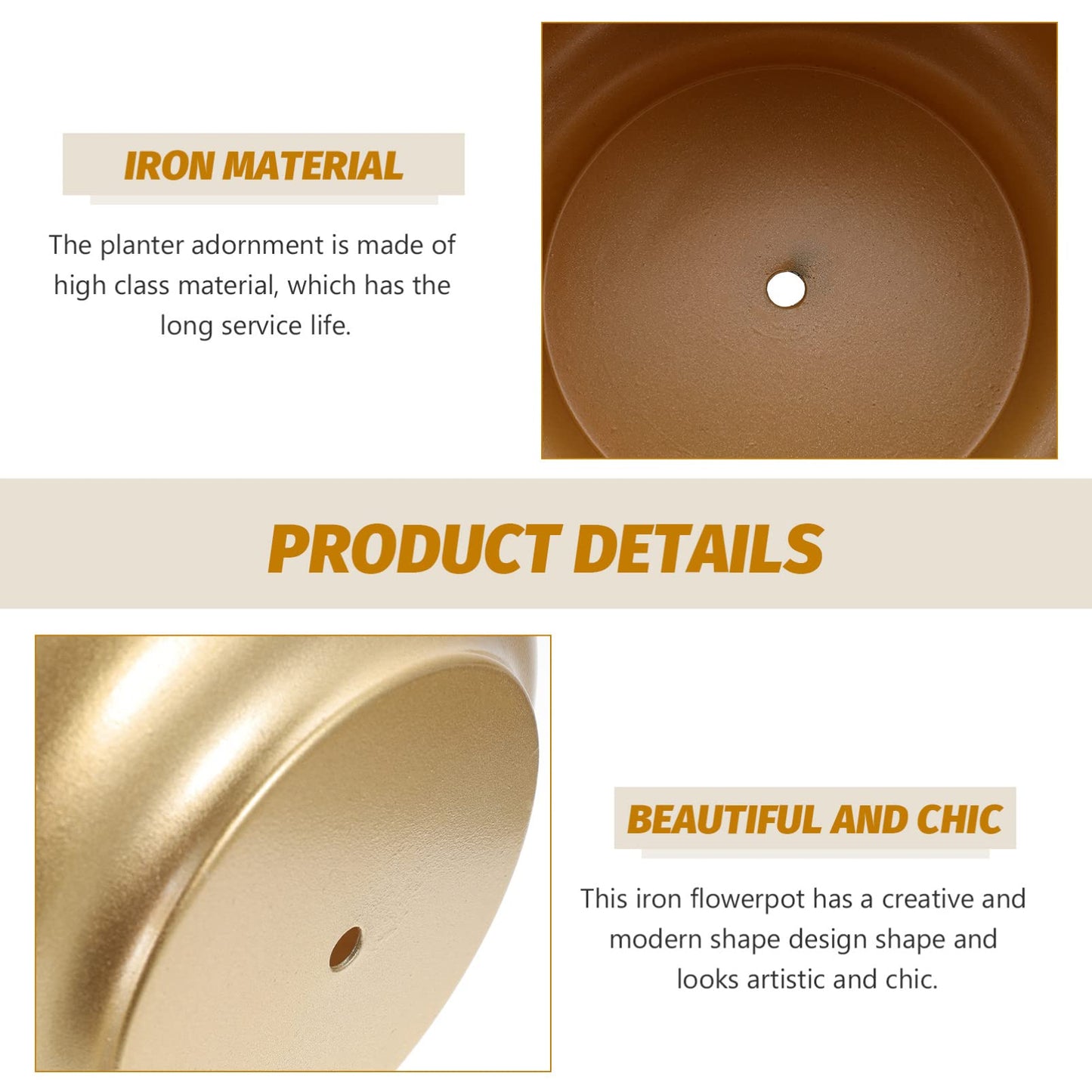 Large Indoor Planters Large Gold Planters Metal Iron Plant Pots Indoor Decorative Flower Pots Artistic Modern Iron Plant Pot with Drain Holes Outdoor