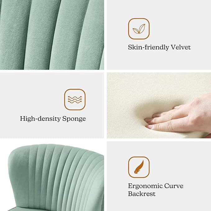 HULALA HOME Velvet Accent Chair, Modern Upholstered Cute Side Chair