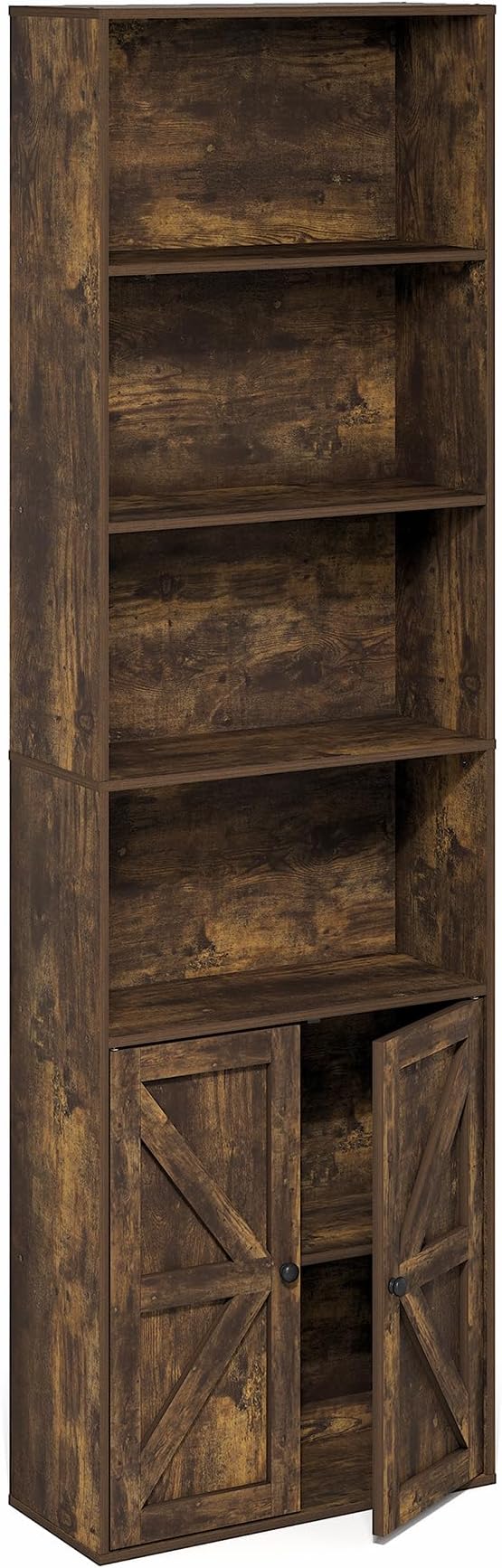Furinno Jensen Book Shelf, 6-Tier Farmhouse Bookshelf, Display Bookcase