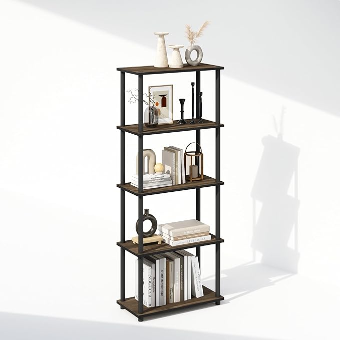 Furinno Turn-N-Tube Book Shelf, 5-Tier Bookshelf, Bookcase