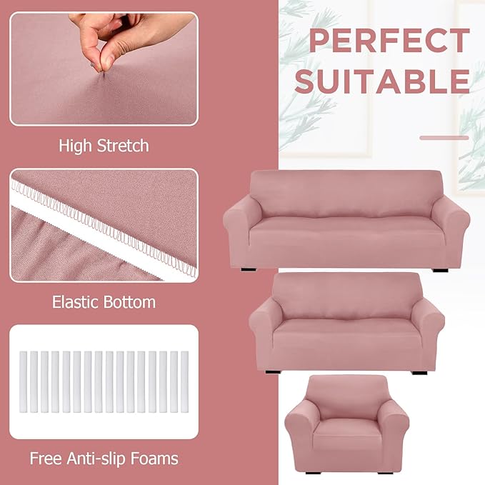 Peryiter 3 Pcs Couch and Loveseat Covers Set Sofa Cover