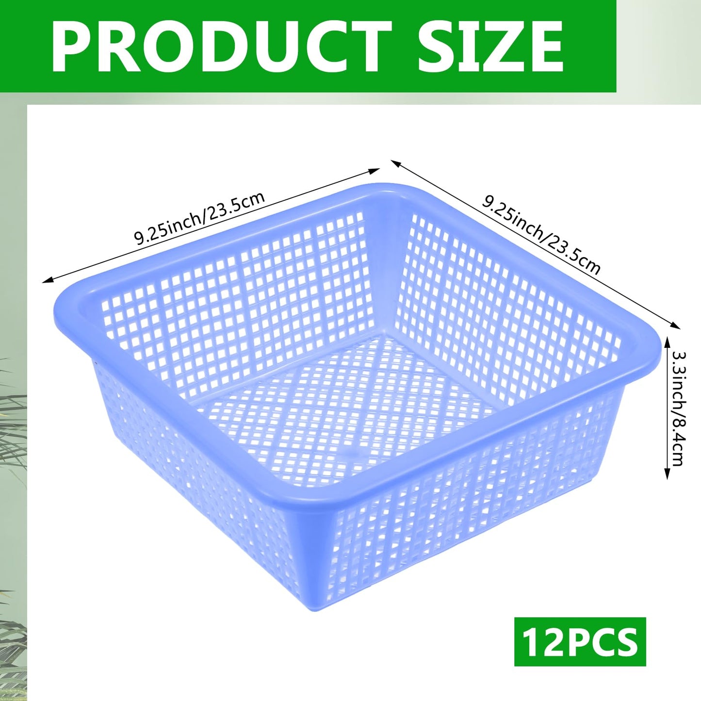 MegoSage 12PCS Aquatic Plant Baskets for Hydroponics Water Garden Plant Pots 10.5 x 10.5 x 3.7 Inch Square Plastic Mesh Basket for Hydroponics Live Aquarium Nursery Grow Botany Flowers