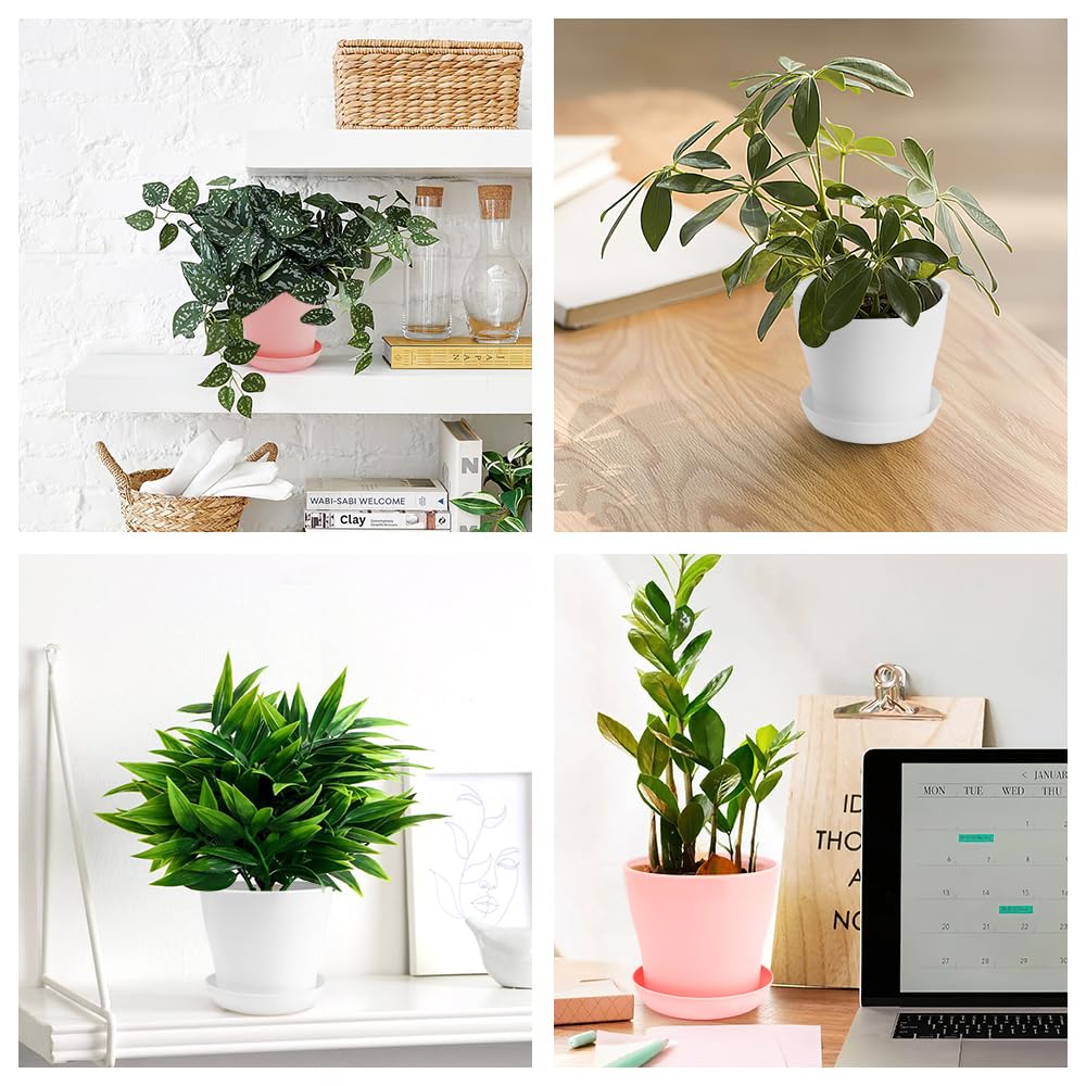 OALCQ 4 Inch Small Flower Pots - 24 Pcs, 8 Colors, Indoor Plant Pots with Drainage