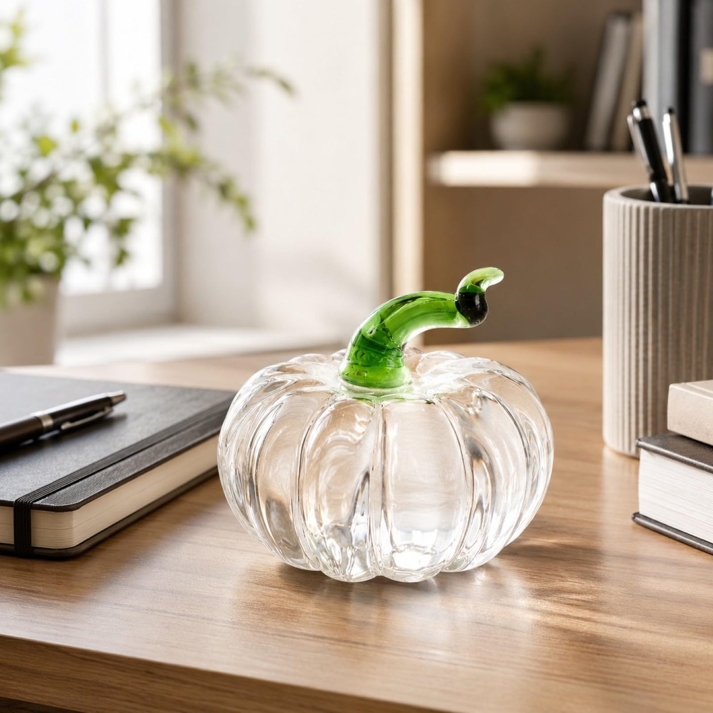 LOGOFUN Crystal Pumpkin Figurine Transparent Fall Table Craft Decor