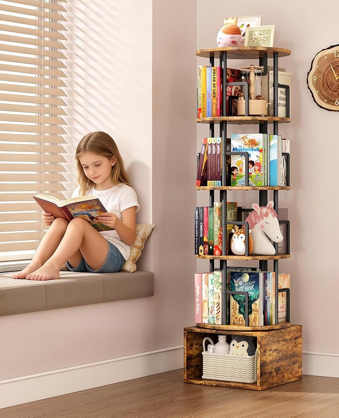Kalrin 5 Tier Rotating Bookshelf