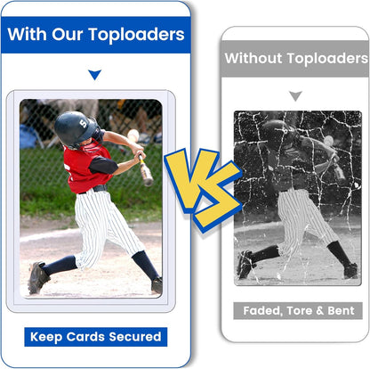 300 Card Sleeves Top Loaders for Cards, Sooez Premium 35PT 3"X4" Baseball Card Protectors Hard Plastic Toploaders, Card Holder for Trading Sports Football Cards(100 Top loaders + 200 Penny Sleeves)