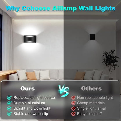 4 Pack Black Modern LED Wall Sconces, 6000K Cool White Hardwired Interior Wall Lights Up and Down Wall Mount Light for Bedroom,Living Room, Hallway(with G9 Bulbs)