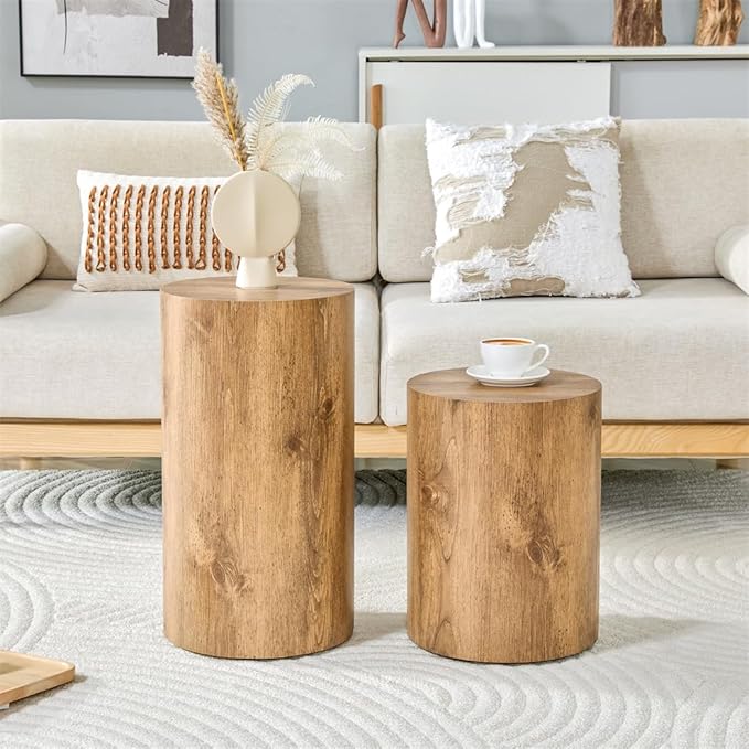 End Table Set of 2, Modern Round Side Table Sofa Couch Tables, Living Room