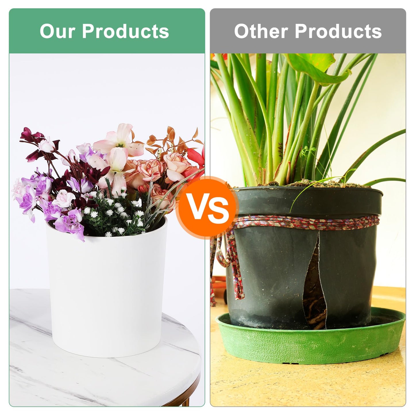 M METERXITY 1-Pack Plastic Plant Pot, 8 Inch Plastic Planter Round Flower Planter Containers Flower Pot for Indoor/Outdoor/Garden, Plant Holder [White]