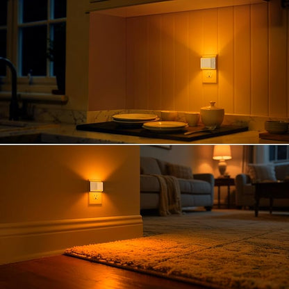 DORESshop LED Night Light[2 Pack], Night Lights Plug into Wall, 3 Level Brightness Adjustable Plug in Night Light, Dusk to Dawn Sensor Nightlights for Adults,Bedroom,Bathroom,Hallway, Amber