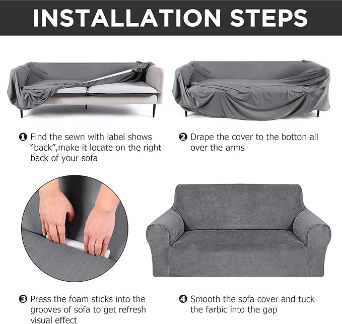 Peryiter 3 Pcs Couch and Loveseat Covers Set Sofa Cover