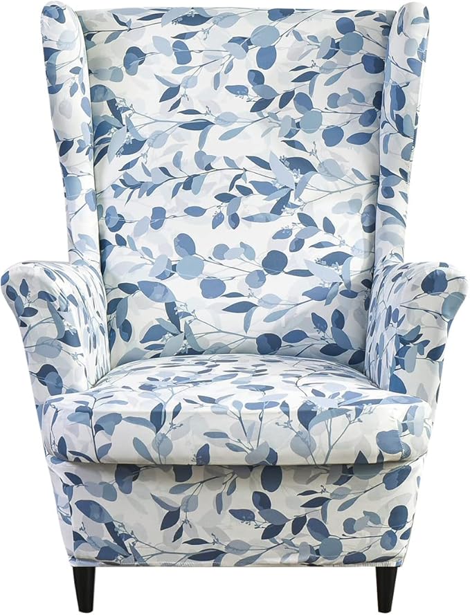 HAOYONG Wing Chair Slipcovers Printed Wingback Chair Covers 2 Pieces Wingback