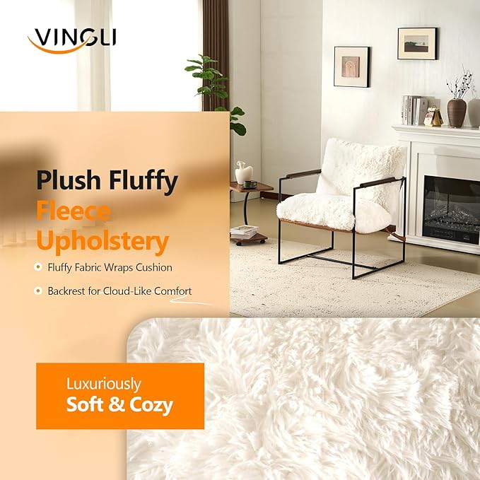 VINGLI 28" Wide Plush Upholstery Sling Modern Accent Chairs Set of 2, Cute
