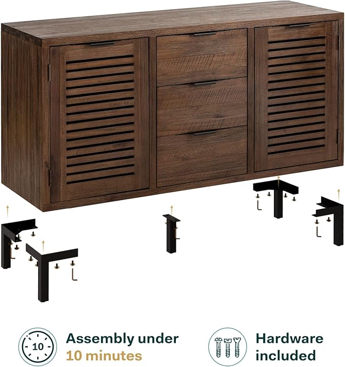 Bme Millie Premium Solid Wood Sideboard Storage Cabinet