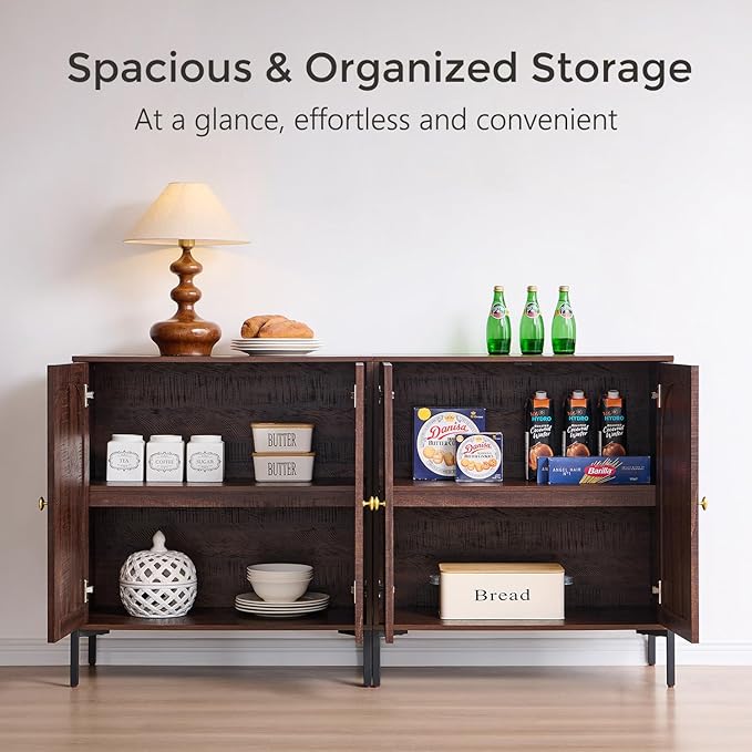 IFBUY Modern Sideboard Buffet Cabinet, 61.75" W Fluted Arched Buffet Cabinet