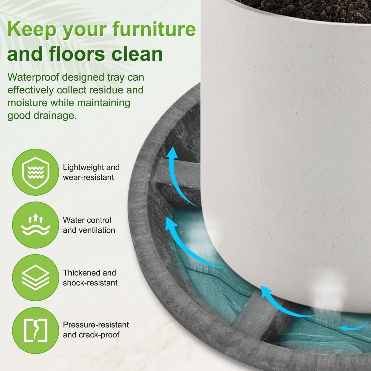 M METERXITY 2-Pack Plant Saucer, 10.04 Inch/25.5 cm Plastic Plant Trays Thicker for Pots/Indoor/Outdoor/Water Drainage and Protection, Flowerpot Drip Tray [Black Clay]