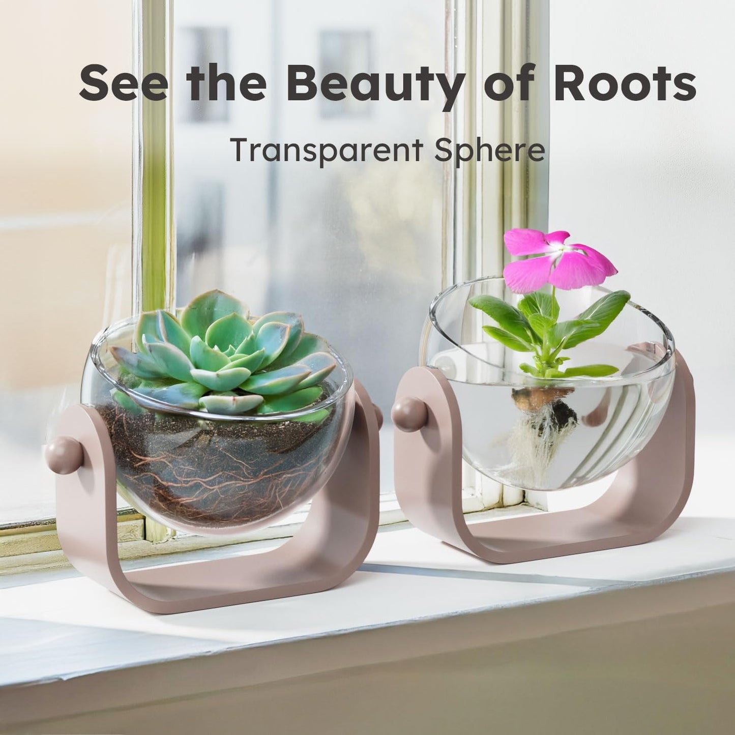 NIUBEE Plant Pots Indoor 7-inch, Acrylic Flower Planters with Drainage Holes, Ideal for Hydroponic & Soil Growing, Perfect for Succulents, Herbs & Small Plants in Home, Office & Windowsill