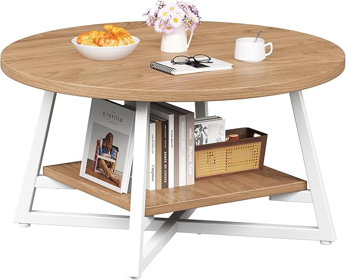 Coffee Table for Living Room, Round Coffee Table, Small Circle Coffee Table