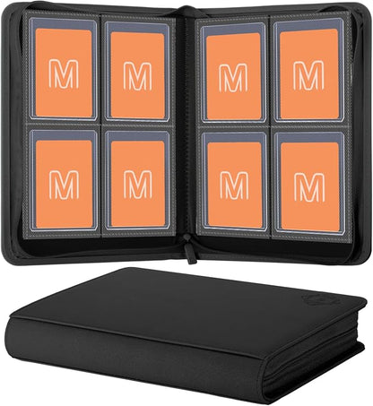 Toploader Binder,4-Pocket Side Load Trading Card Album, Holds 128 Cards with Double-Sided Pockets for MTG, Sports Cards, Top Loader Storage