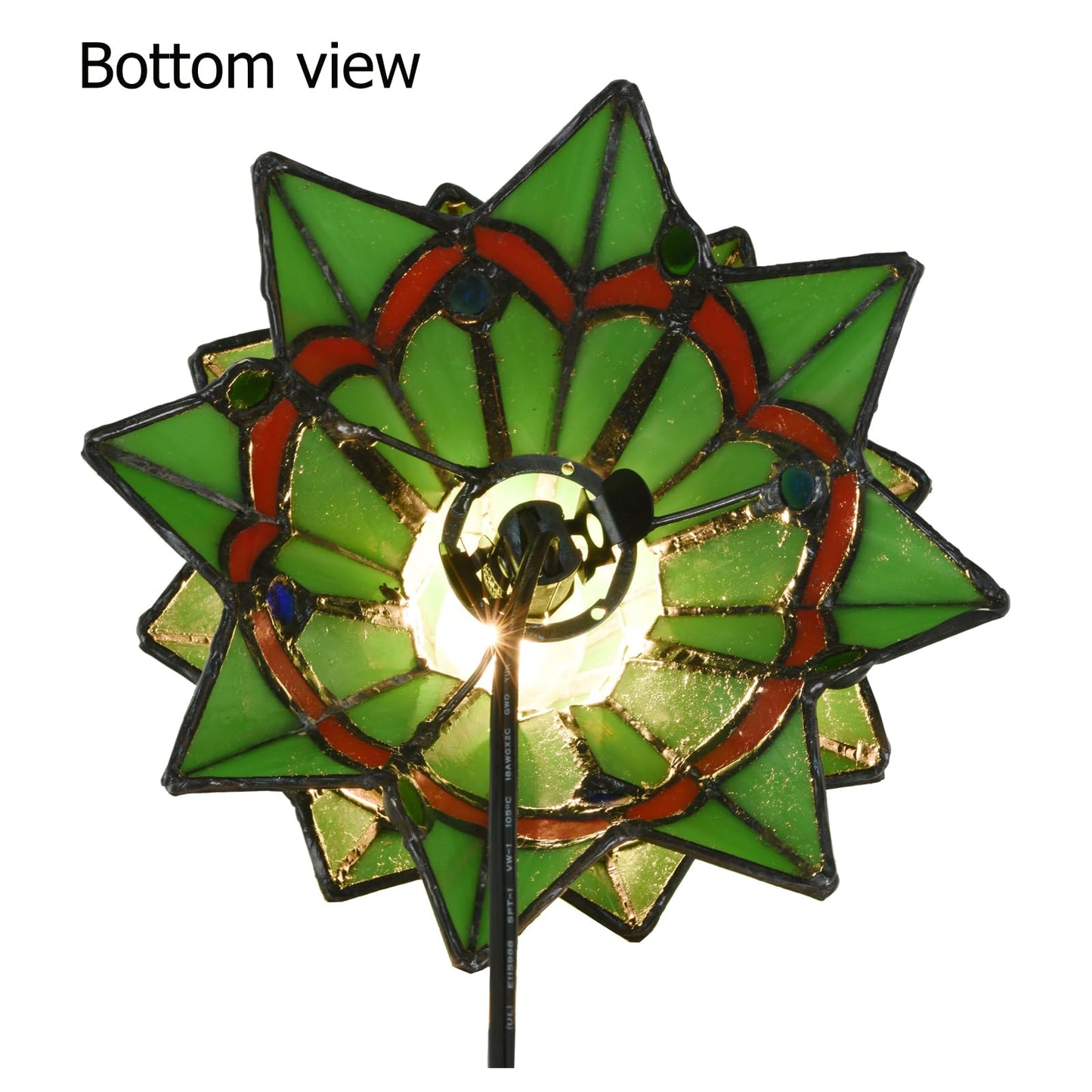 HomeBeauty A0001 Tiffany Style Stained Glass Accent Table lamp for Home Decor,Christmas Table Decorations Lighted Xmas Tree for Living Room Tabletop Party, W 7.5" x H 8.5", Bulb Included