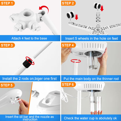Professional Facial Steamer, Face Steamer on Wheels, SPA Ozone Steamer, Standing Face Steamer for Spa, Salon and at Home Use