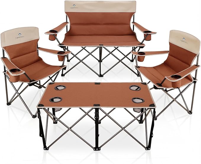 Camping Chair Set of 3, Outdoor Folding Camping Chairs