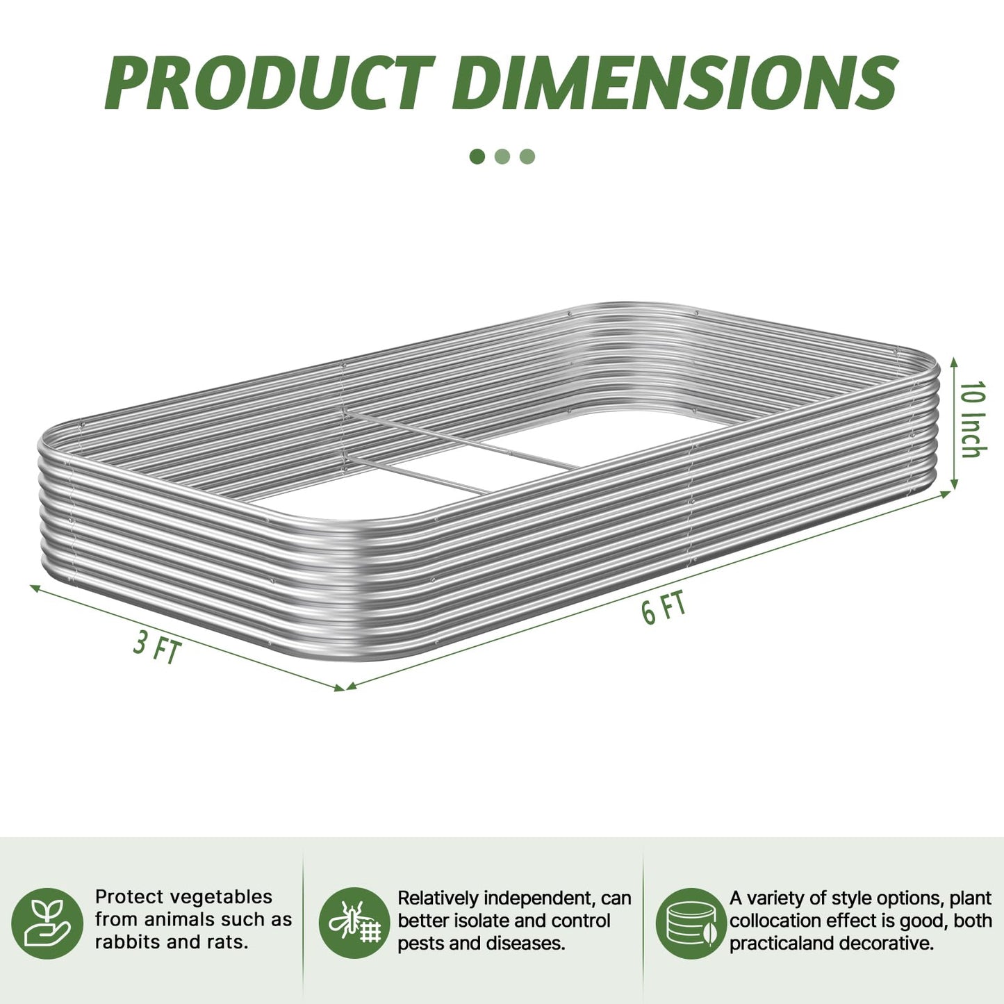 OZMSHF 3 Pack 6x3FT Raised Beds for Gardening, Corrugated Galvanized Steel Raised Garden Bed, Outdoor Metal Above Ground Garden Bed for Vegetables and Flowers