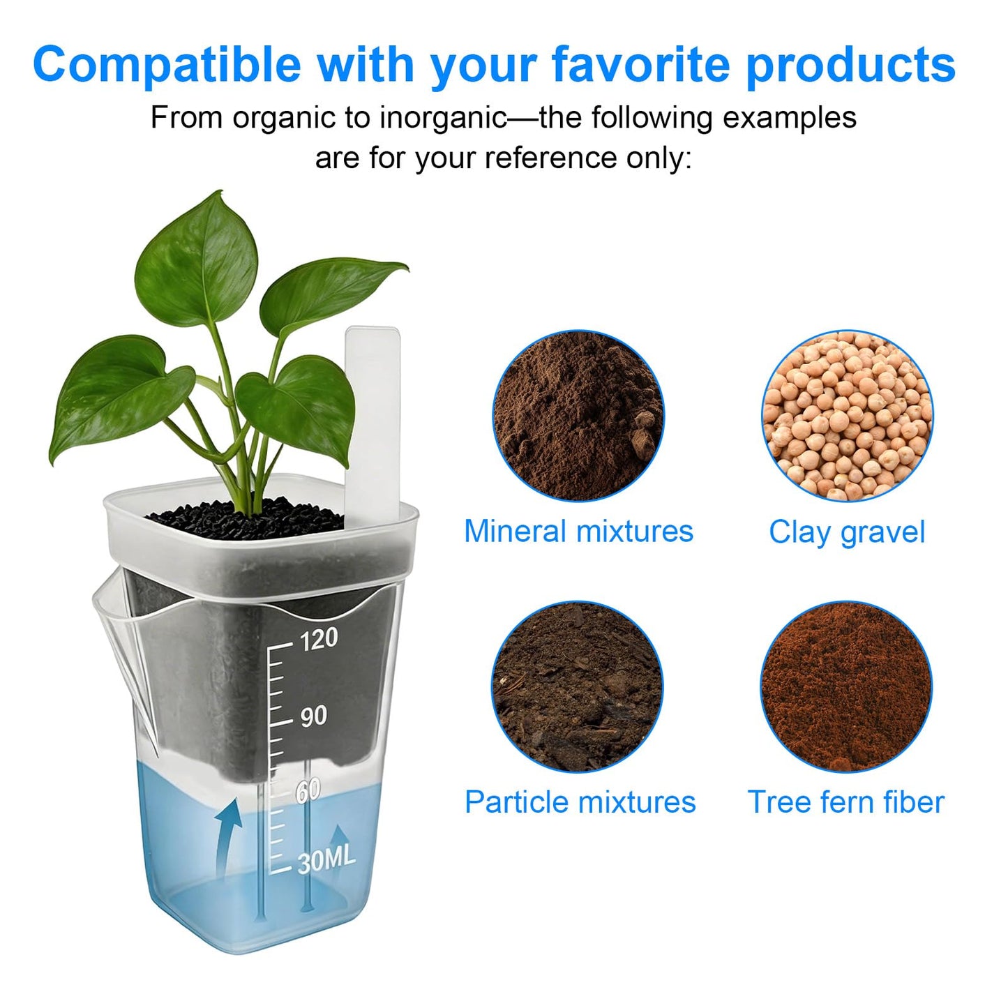 Fukaisu 12pcs 2in/5cm Self Watering Plant Pots with 12 Plant Labels, Small Clear Plastic Propagation Cups with Water Level Indicator & Drainage Hole for Seedlings Cuttings Succulents Herbs Vegetables