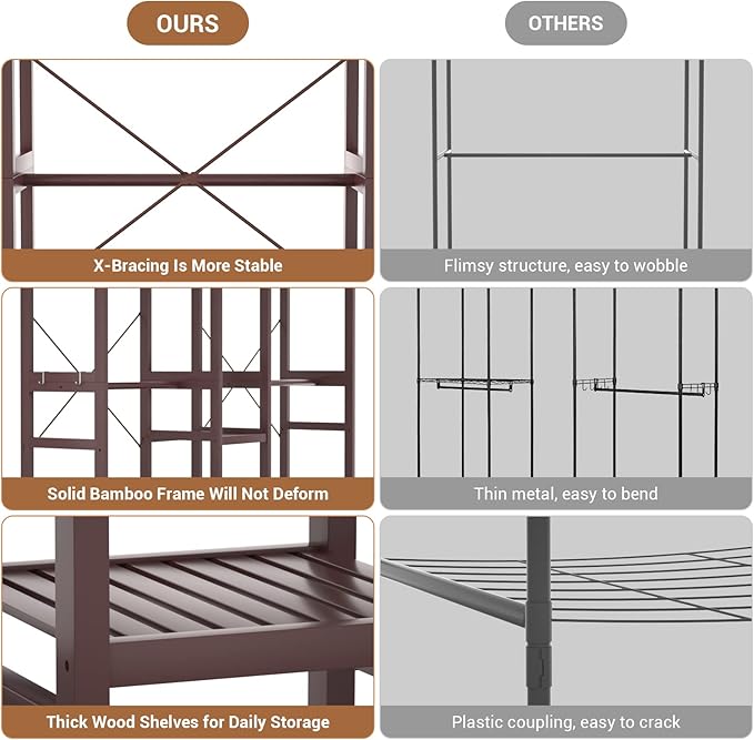 Homykic Bamboo Closet System Clothes Rack, Large Freestanding Garment Rack